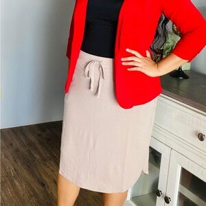 Zenana Tan Midi drawstring Skirt